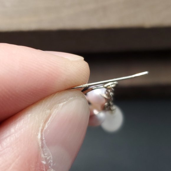 Sterling Silver Cute Genuine Pearls And Quarts Earrings - Picture 3 of 5